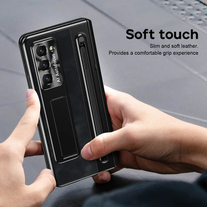 Shockproof Leather Case with Bracket & Touch Pen For Galaxy Z Fold 5