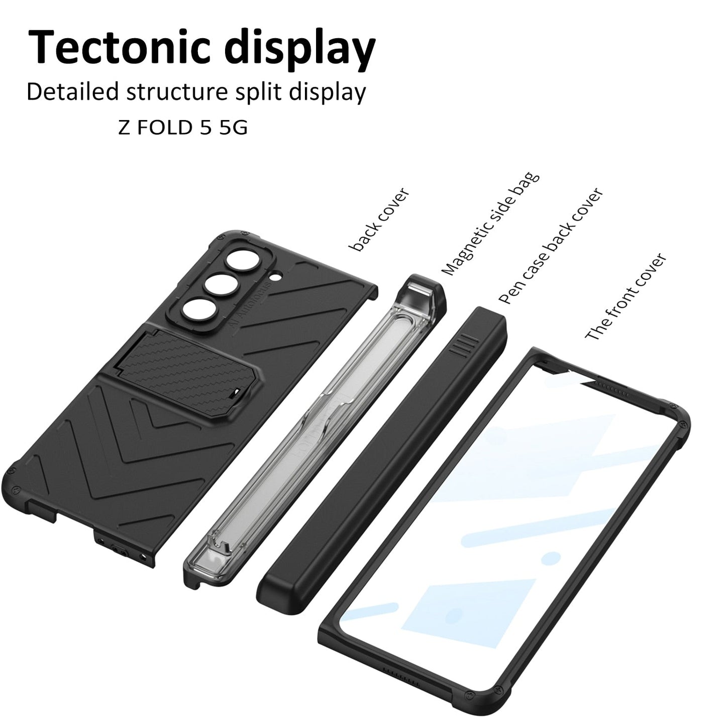 Magnetic Hinge Case with Slide Pen Holder & Kickstand For Galaxy Z Fold 5