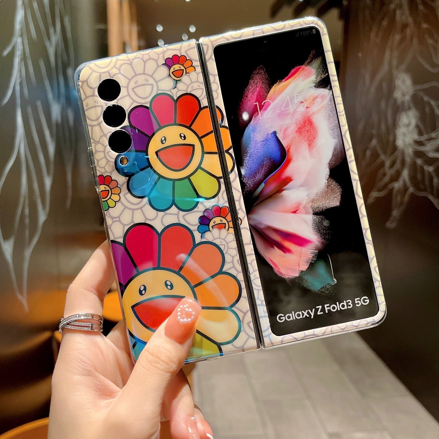 Cute Colorful Oil Painting Flower Phone Case For Samsung Galaxy Z Fold