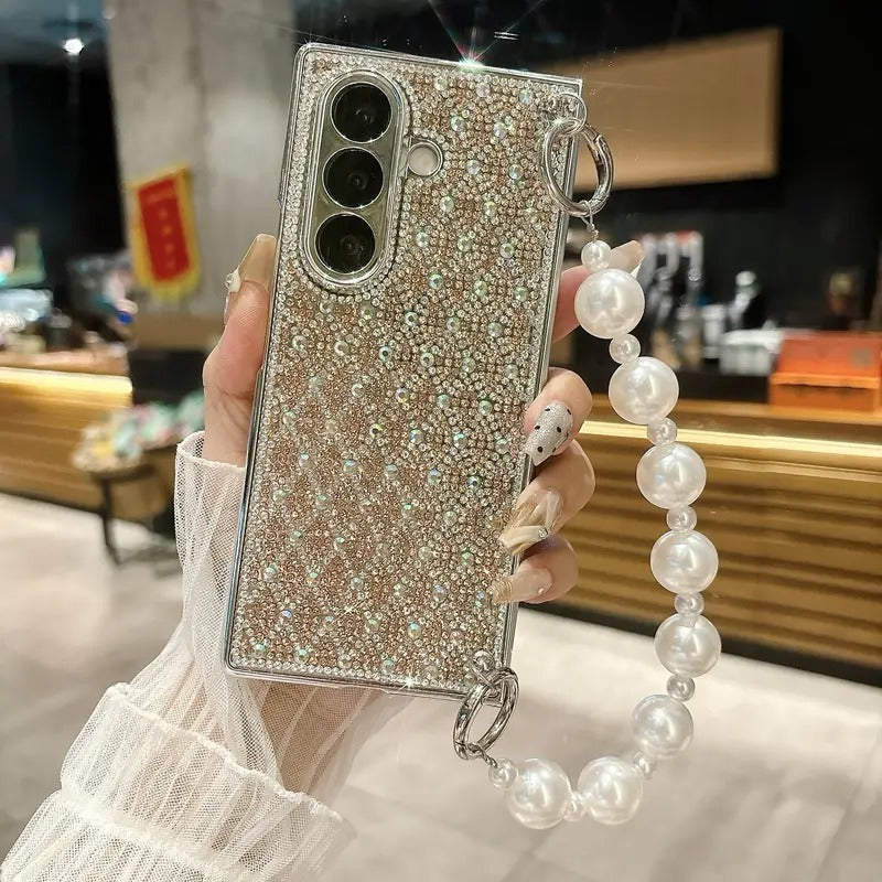 Luxury Diamond Pattern Case with Strap – For Samsung Z Fold & Z Flip Series