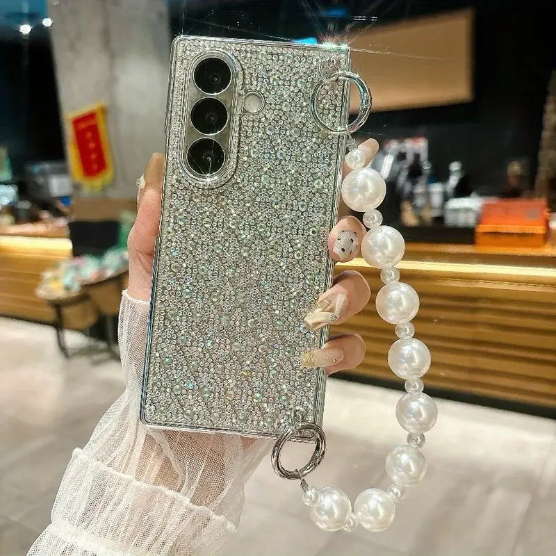 Luxury Diamond Pattern Case with Strap – For Samsung Z Fold & Z Flip Series