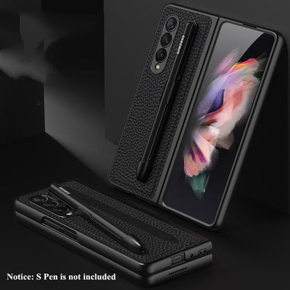 Removable Pen Holder Leather Cover For  Z FOLD 4